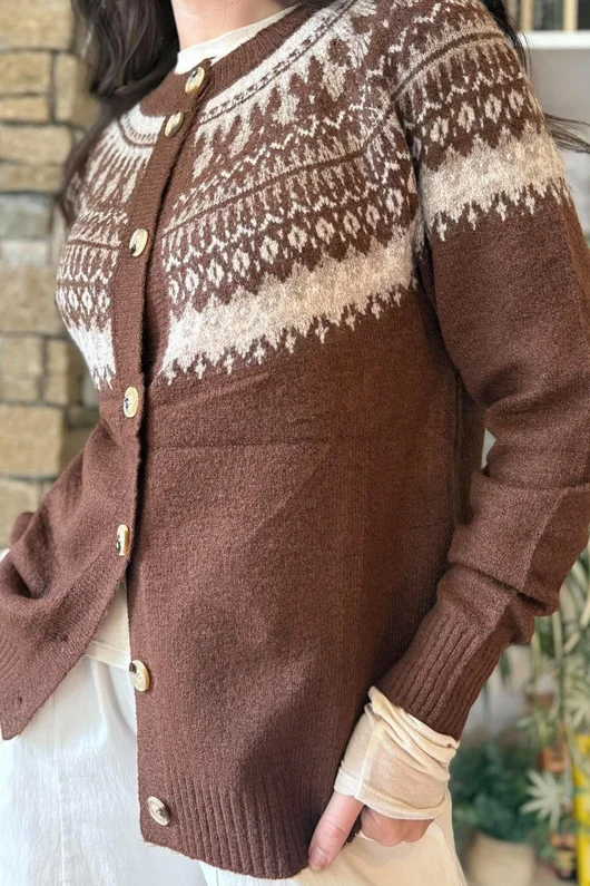 Ferguson Fair Isle Cardigan Chestnut